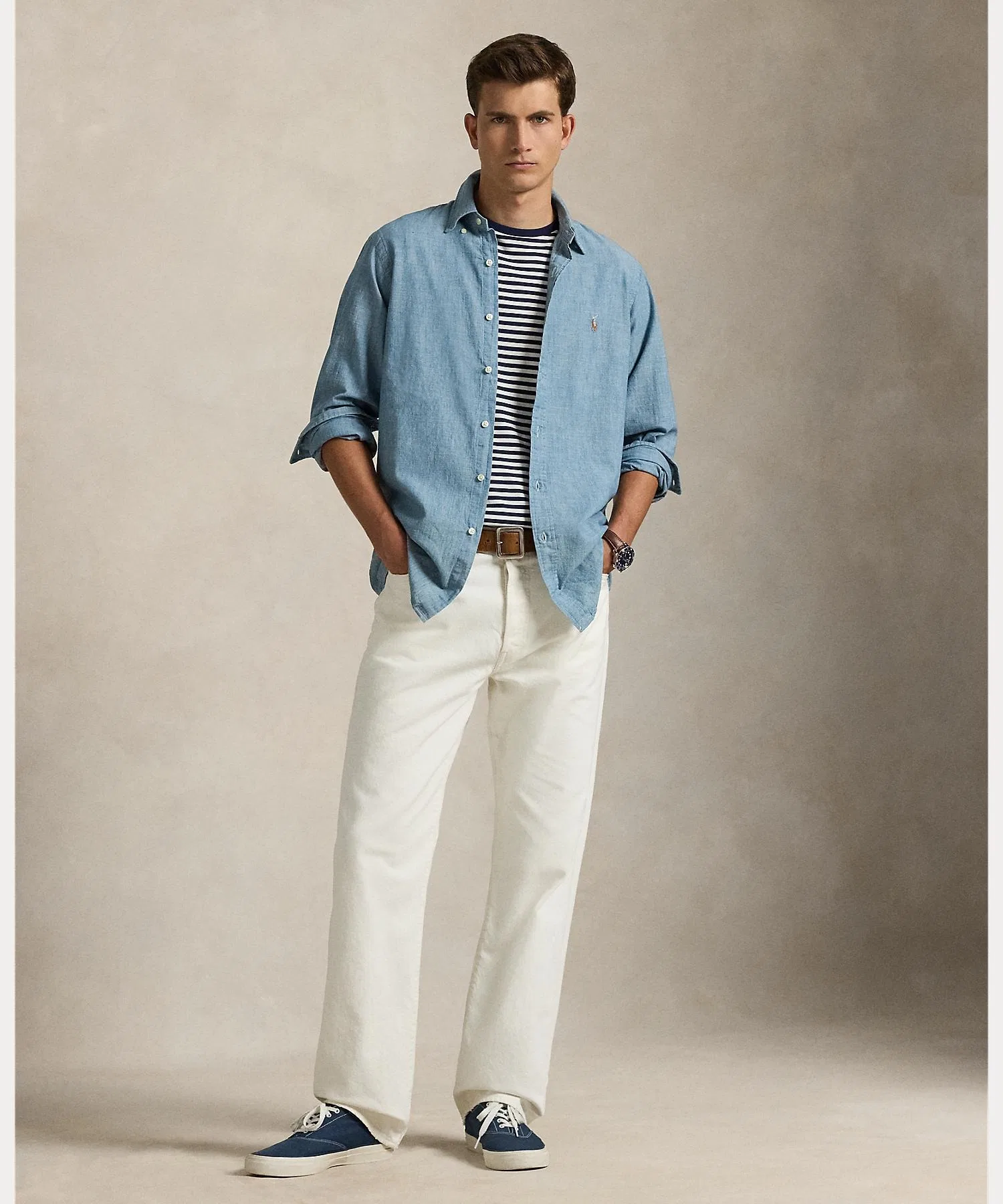 Мужская рубашка POLO RALPH LAUREN классическая из шамбре — фото 4
