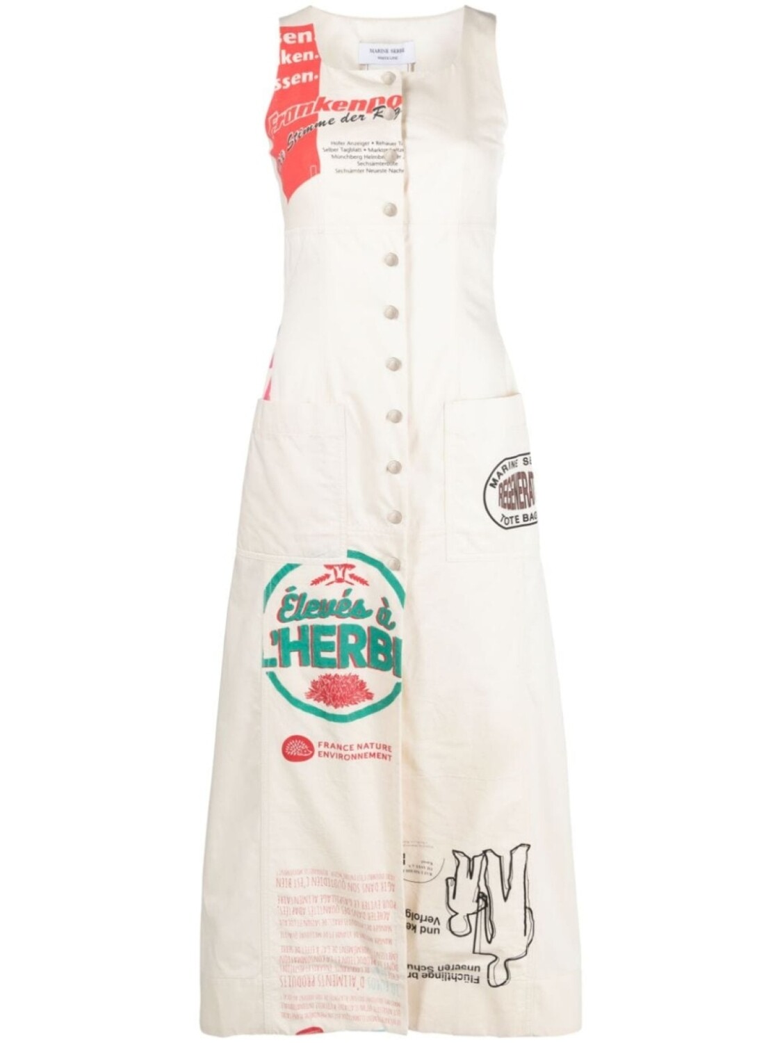 

Marine Serre платье миди Regenerated Tote Bags Apron, нейтральный цвет