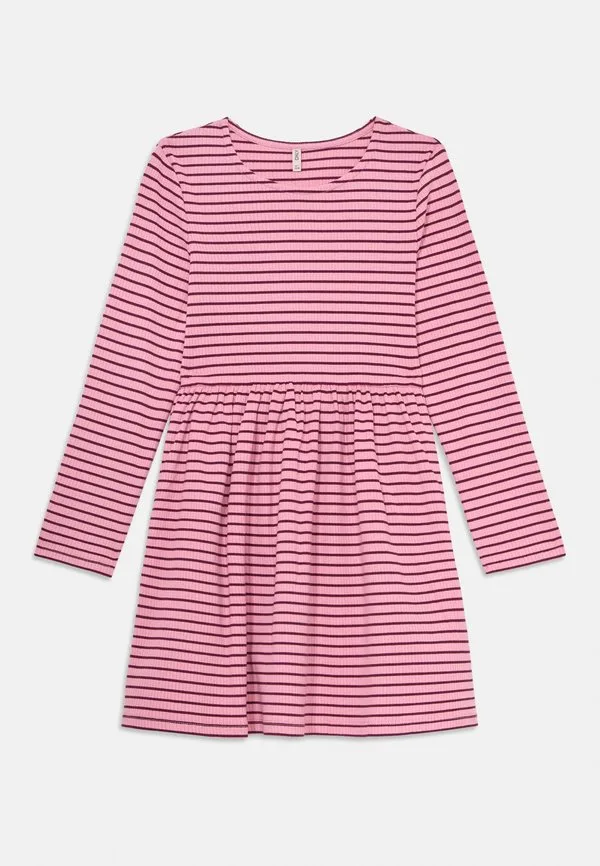 Платье kmgmaude с полосками на воротнике, трикотажное платье Only Mini, Sea Pink/Mauve Wine