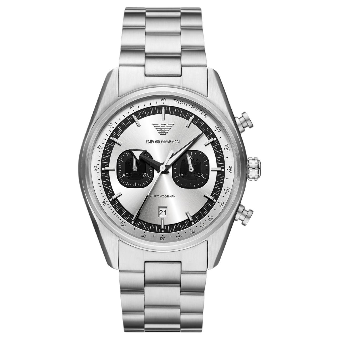 

Наручные часы с кварцевым механизмом на стальном браслете 42 мм с серебристым циферблатом EMPORIO ARMANI для мужчин