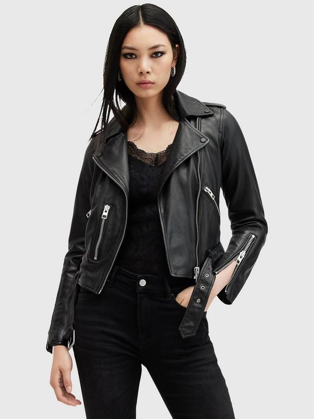 

Байкерская кожаная куртка balfern AllSaints, цвет Black/Silver