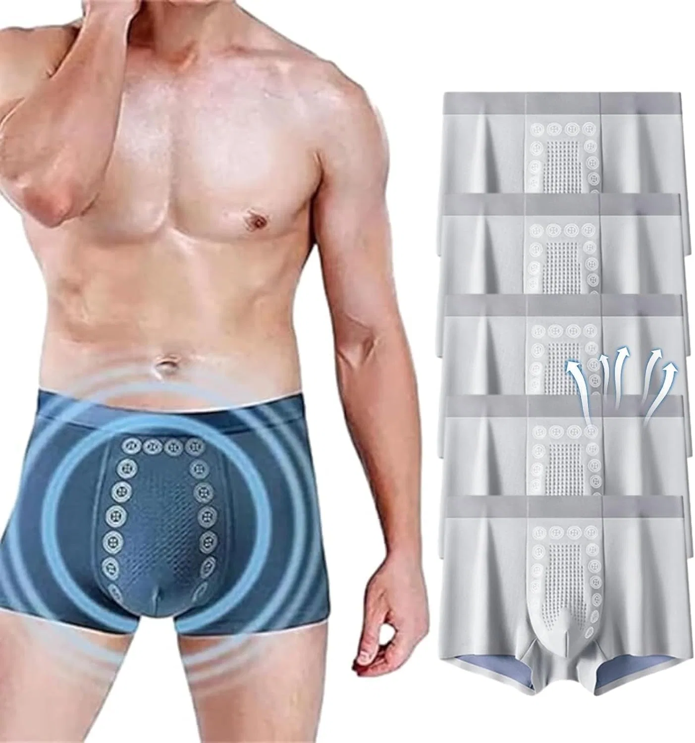 Боксеры с магнитами Magnetic Therapy, светло-серые, 5 шт