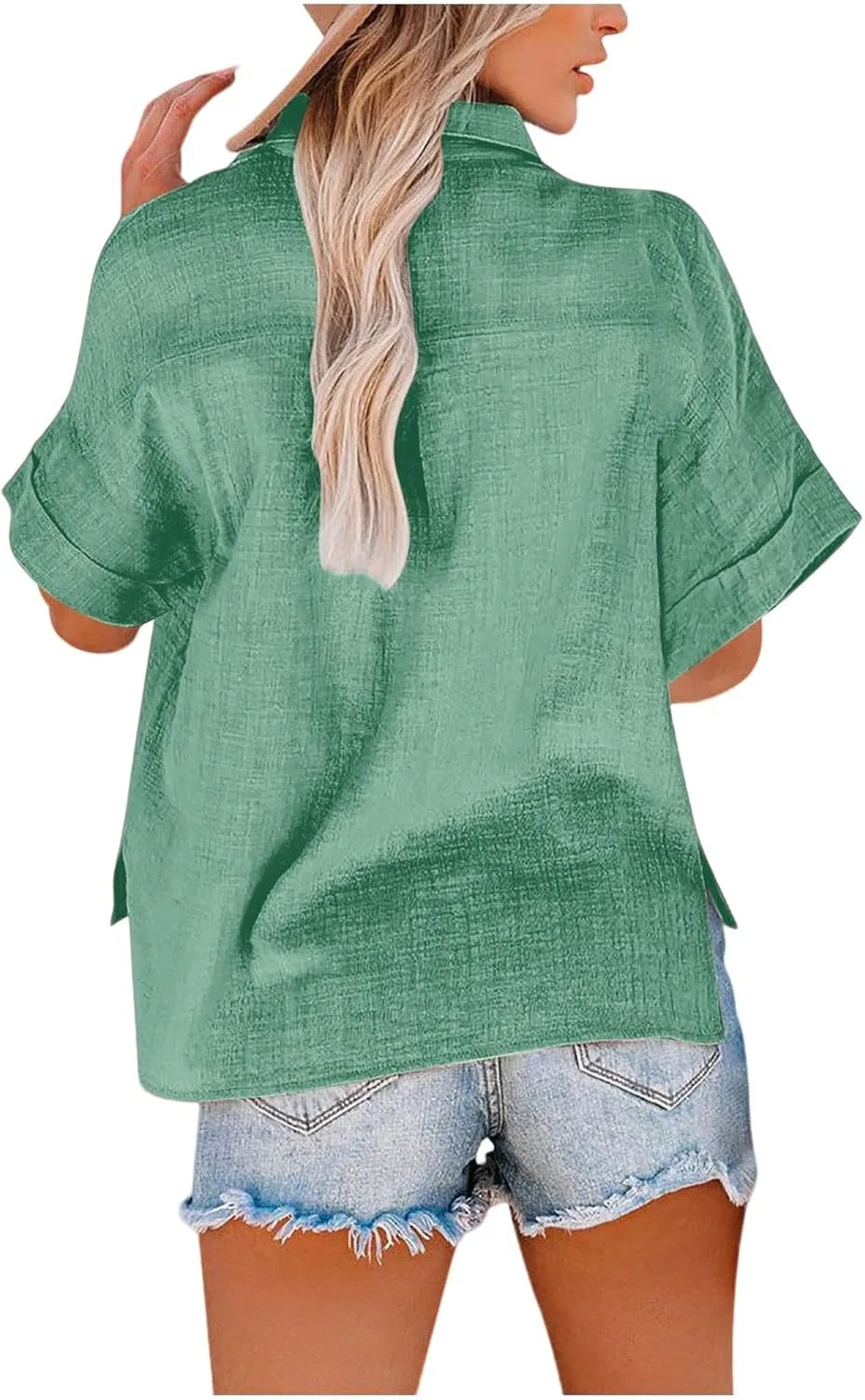 Женская блуза из льна, Casual, 01-mint Green — фото 2