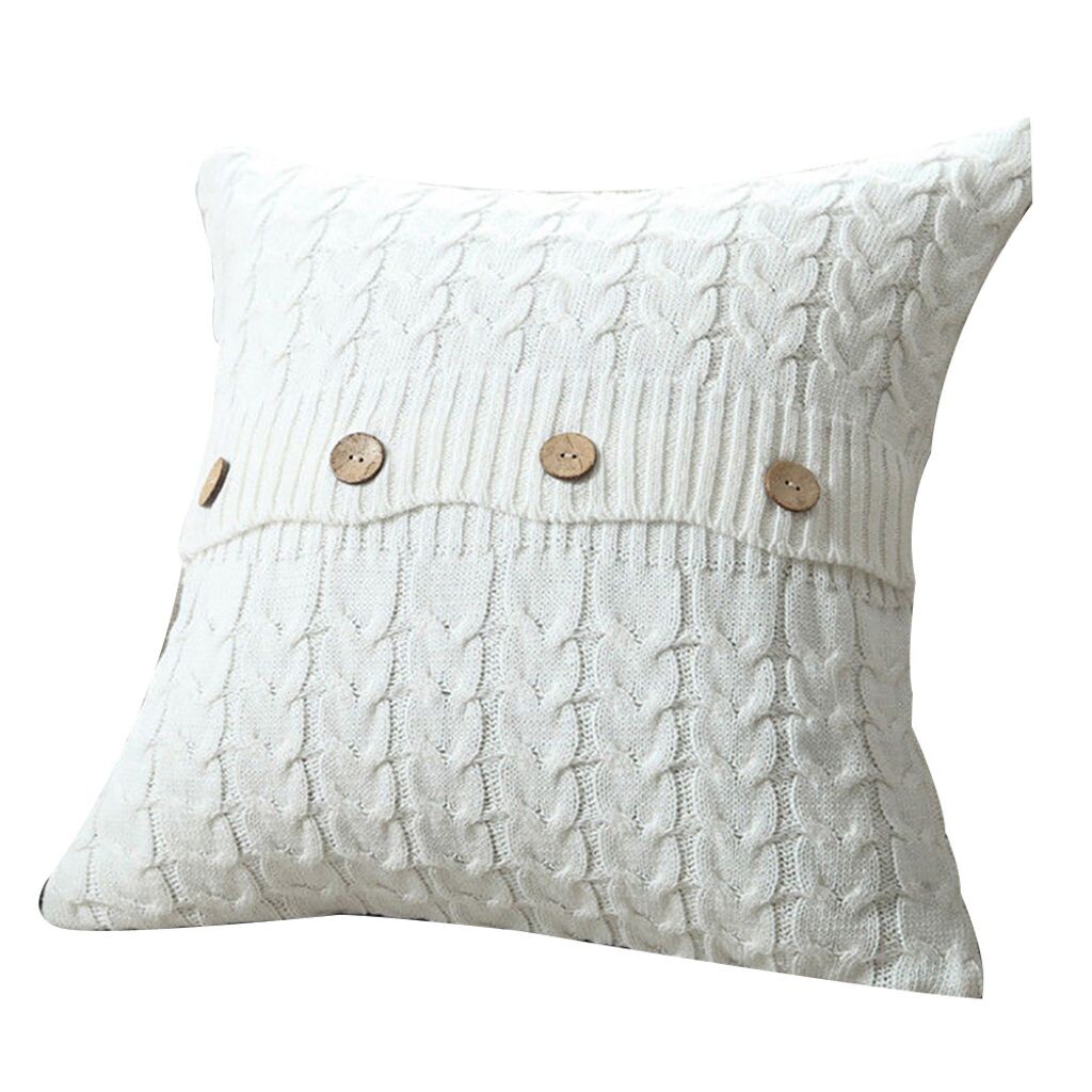 

Вязаный мягкий квадратный чехол для подушки, чехол для дивана, поясная подушка, домашний декор-белый Stuttg