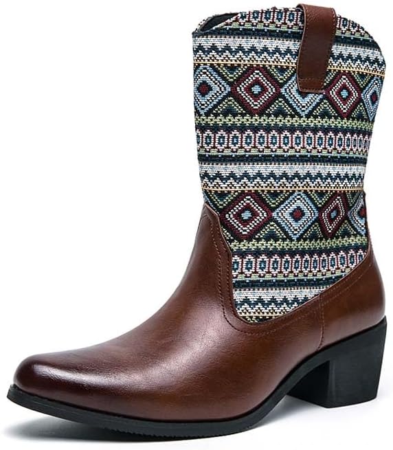 

Мужские ковбойские сапоги, на молнии, мужские ковбойские сапоги, байкерские сапоги, вышивка в западном стиле, классические ковбойские сапоги, сапоги для деревни, противоскользящие, прочные Generic, темно-коричневый