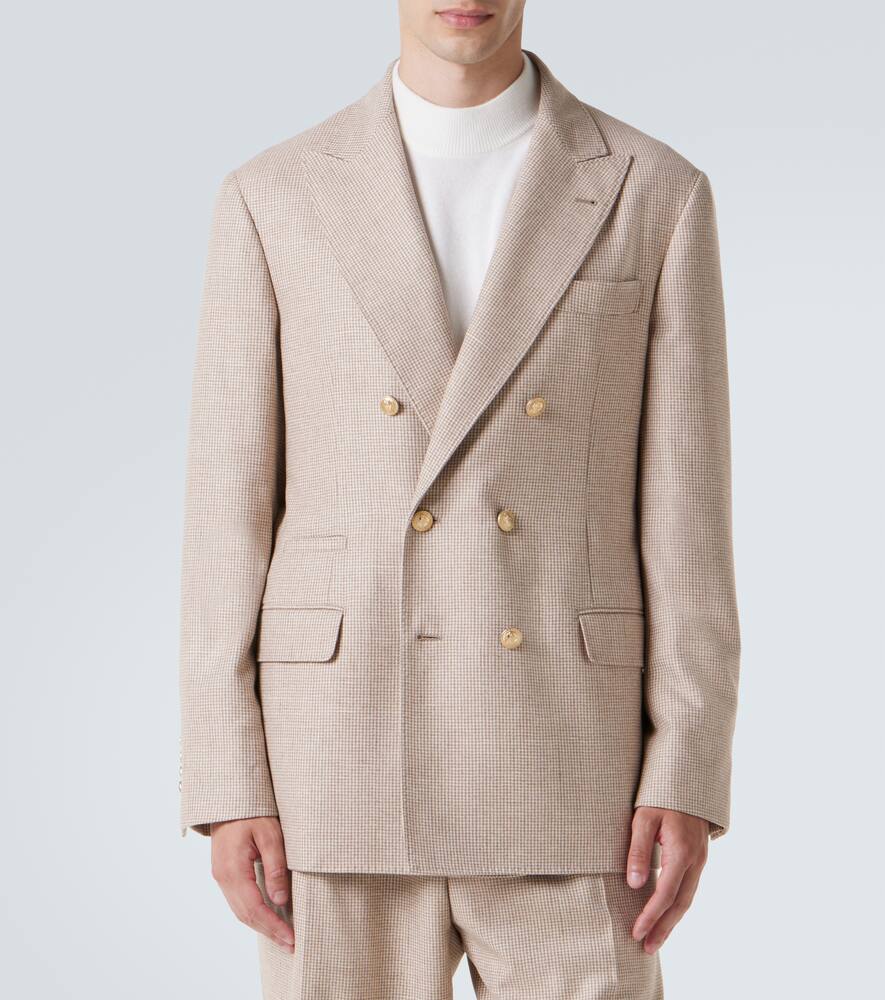 Пиджак из кашемира и шёлка в стиле houndstooth Brunello Cucinelli, Sabbia — фото 3