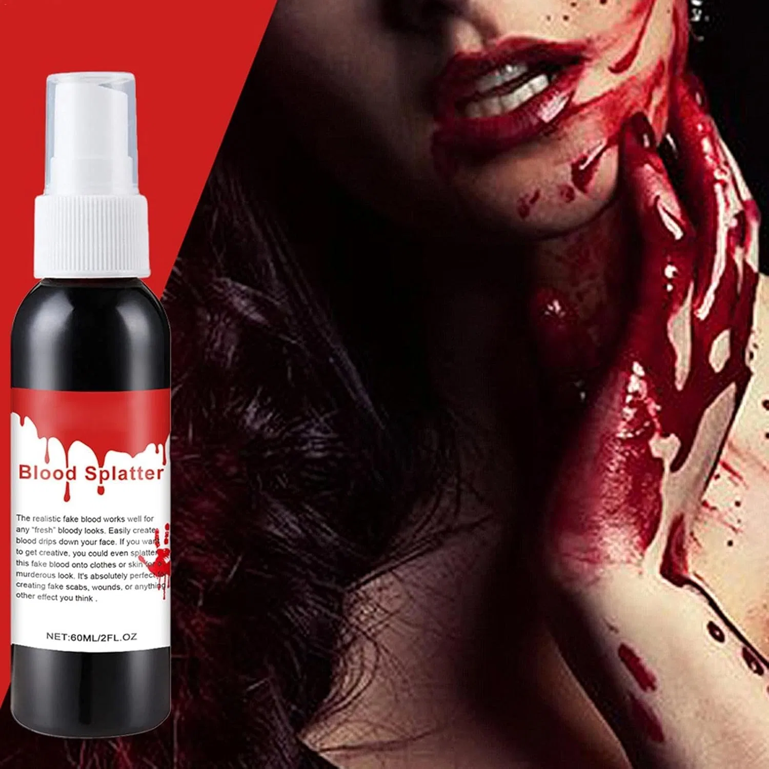 Спрей для создания искусственной крови Washable Fake Blood, 60 мл, красный — фото 3