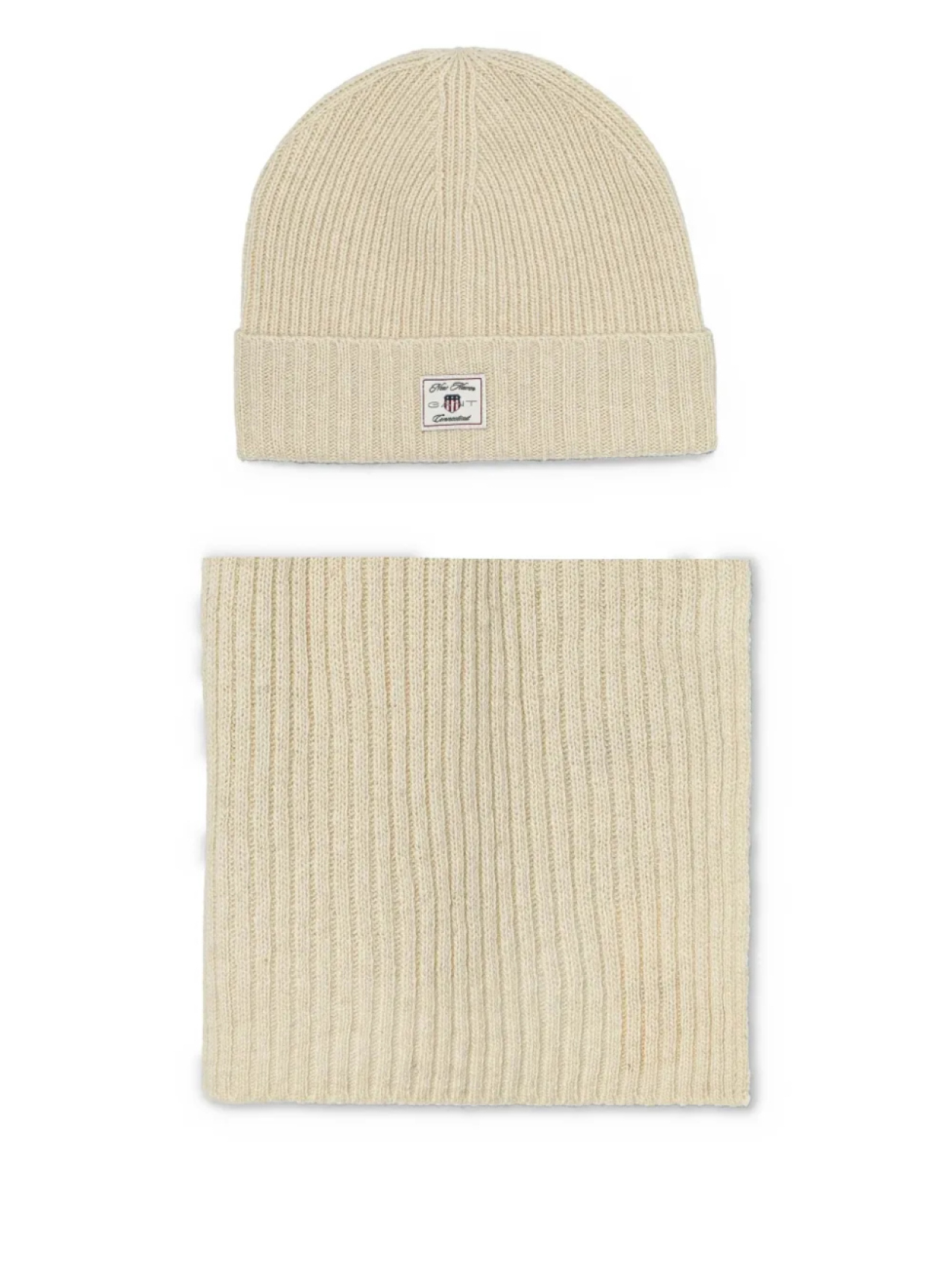 

Шапка-бини с нашивкой-логотипом Gant, белый