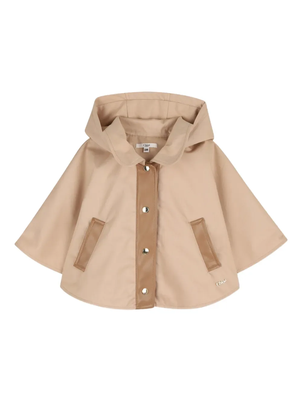 Короткий тренч с капюшоном Chloé Kids, бежевый