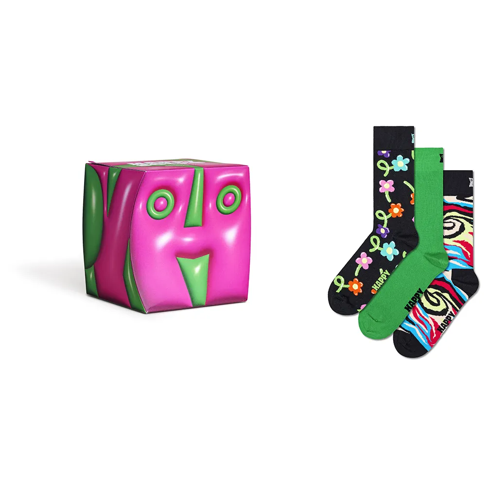 

Носки 3 шт Happy Socks Hyper cube gift set crew, зеленый