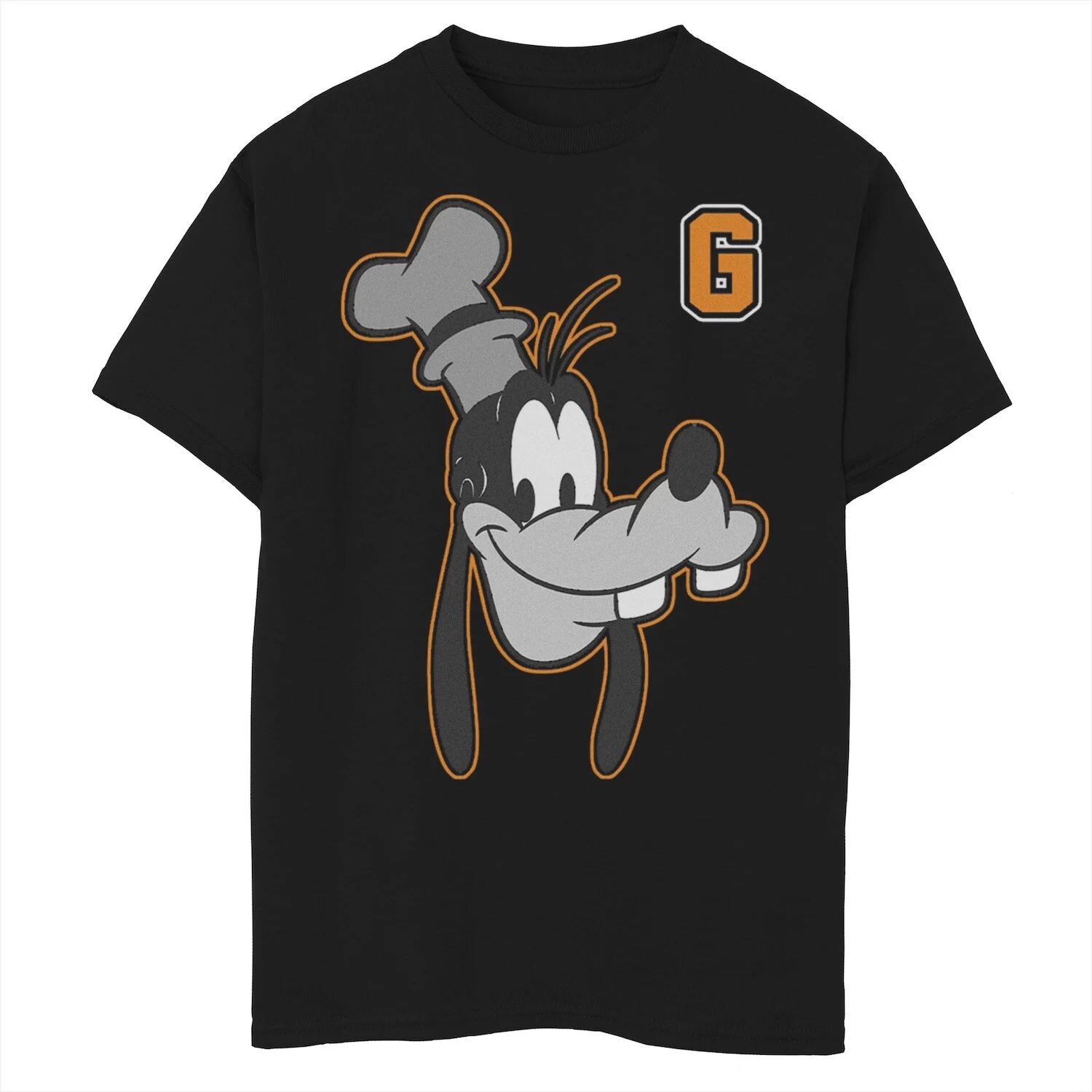 

Футболка с графическим рисунком Disney's Goofy Boys 8–20 Varsity Letter Face Portrait Disney, черный