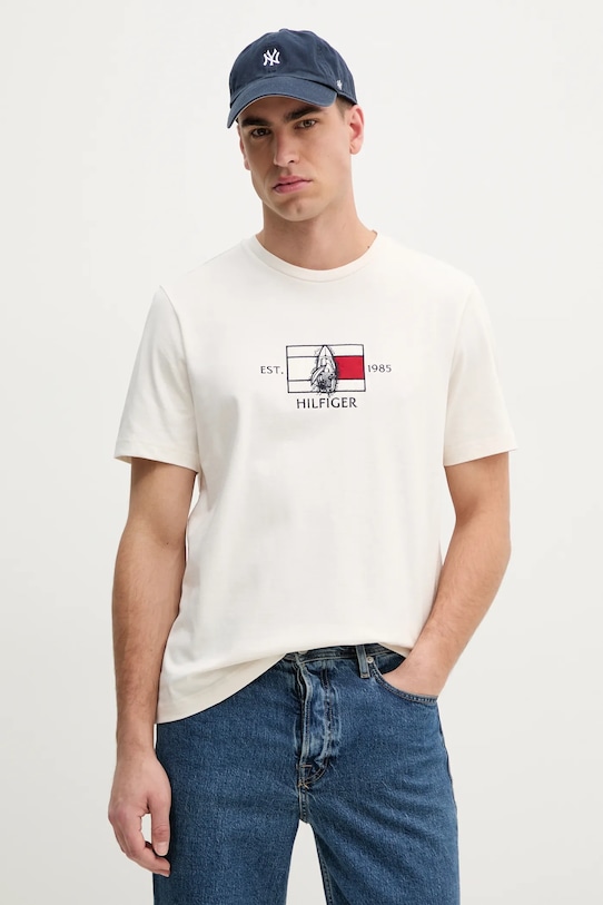 

Хлопковая футболка Tommy Hilfiger, бежевый