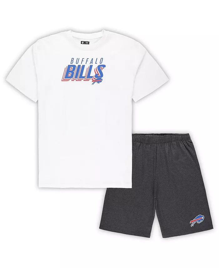 

Мужской набор из футболки и шорт Buffalo Bills Big and Tall белого и угольного цветов Concepts Sport