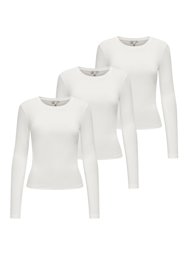 

ONLY Рубашки с длинными рукавами, комплект из 3 штук, цвет экрю