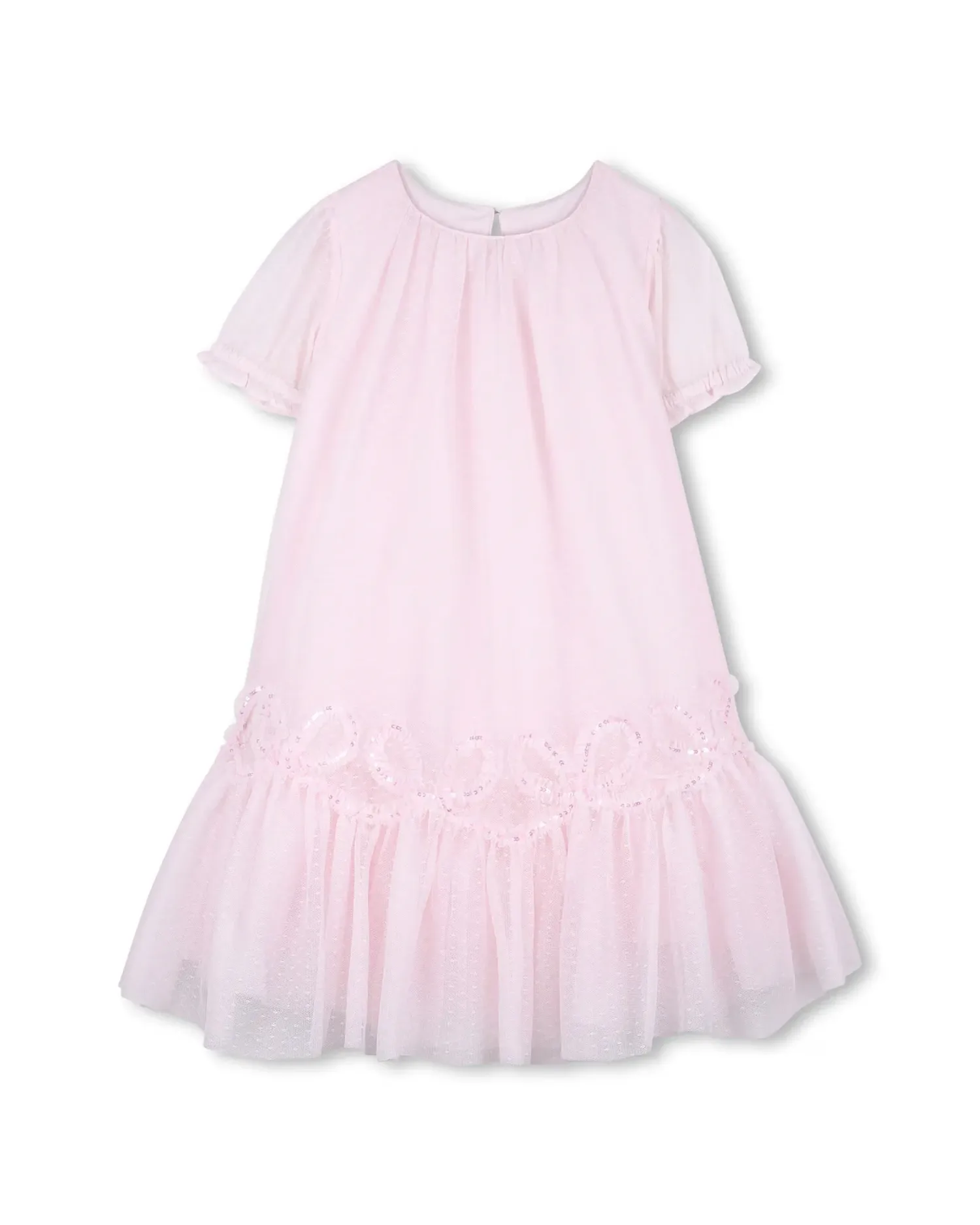 Платье для девочки с коротким рукавом однотонное Billieblush, светло-розовый
