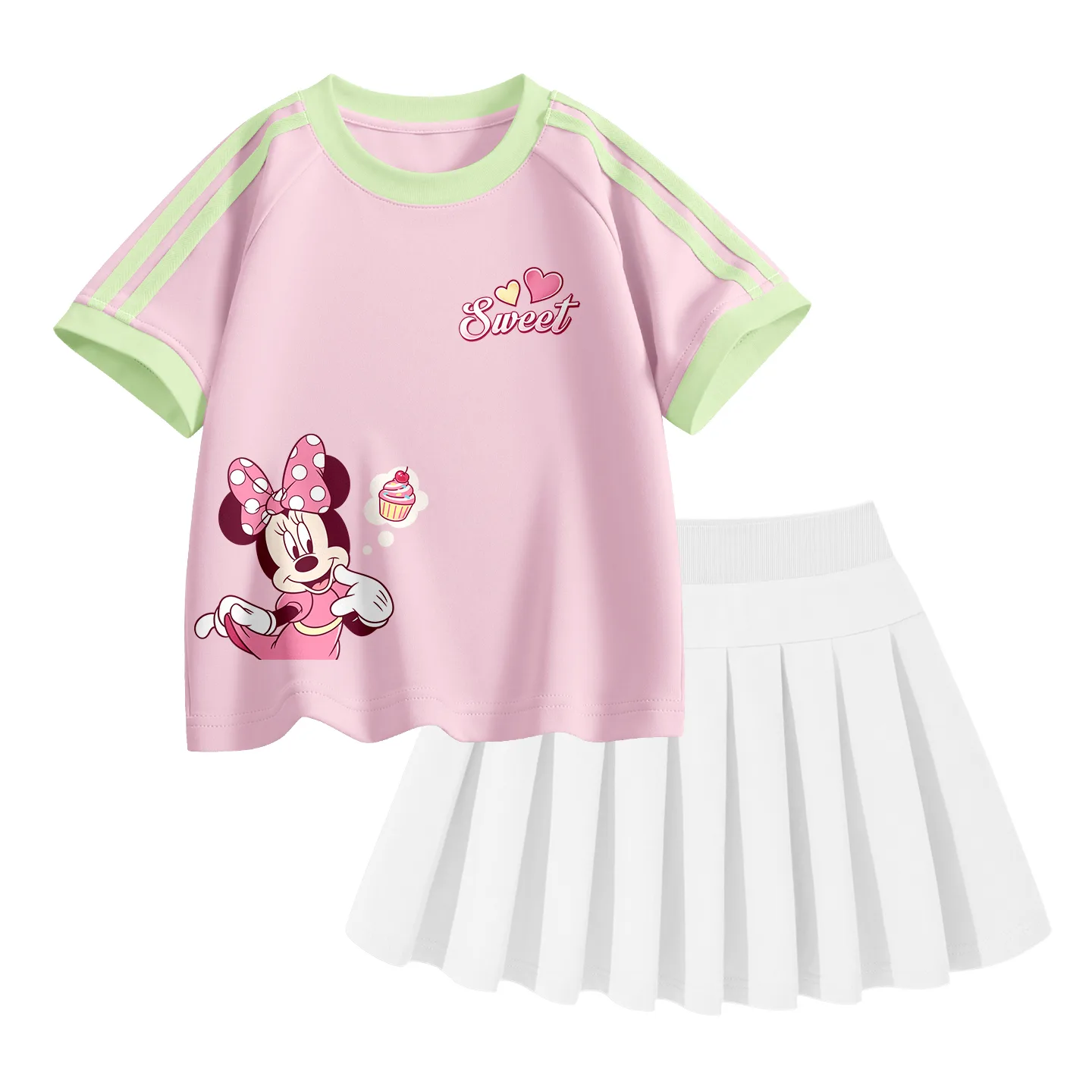 Детский комплект юбка Disney, Di Gao Sweet Nie Mousse Pink+Solid Color White
