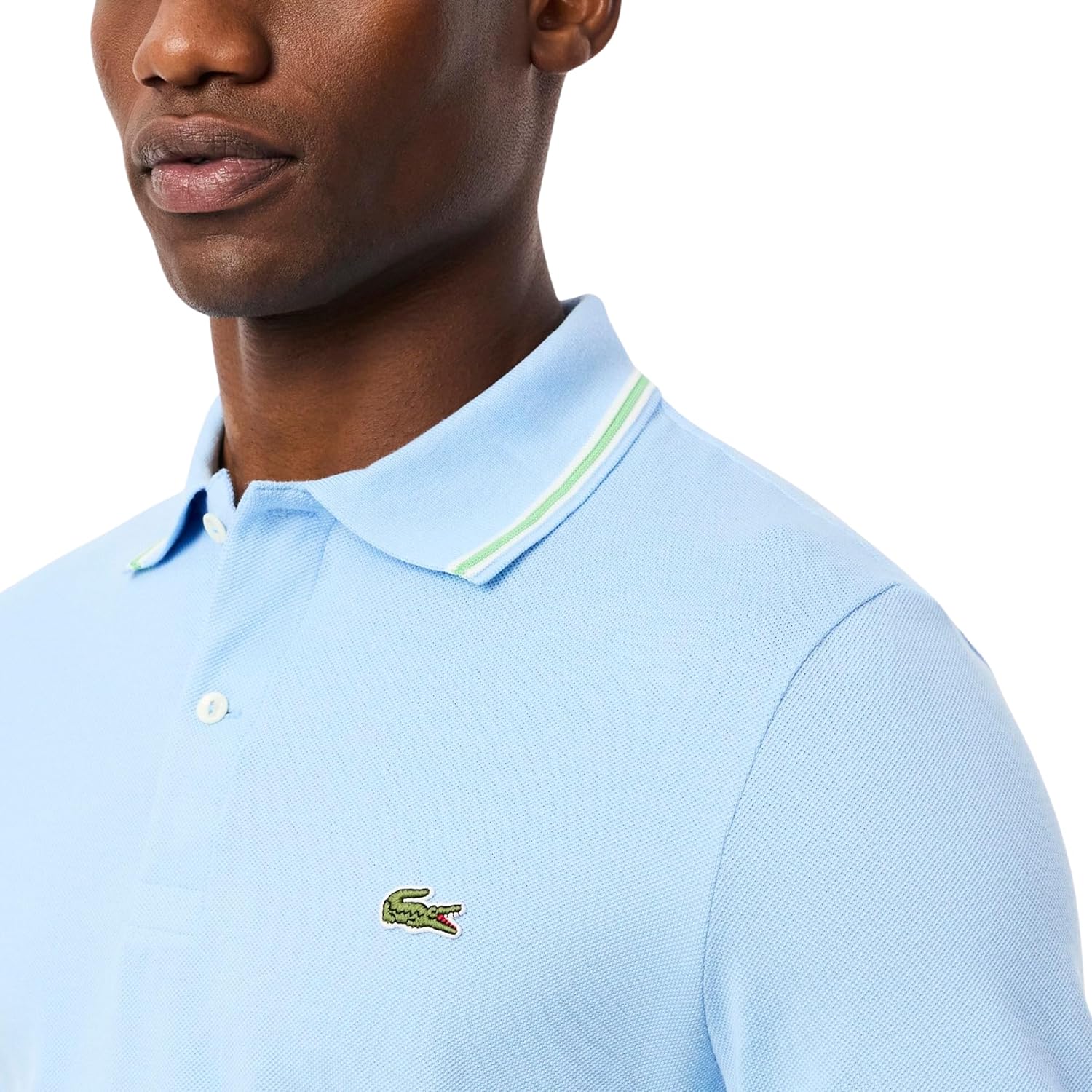 Lacoste мужская сезонная короткая рукавка обычного кроя поло с контрастным воротником, Overview — фото 2