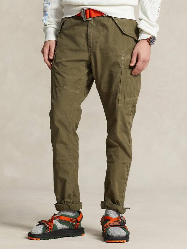 

Облегающие хлопчатобумажные холщовые брюки карго Ralph Lauren, цвет Outdoors Olive