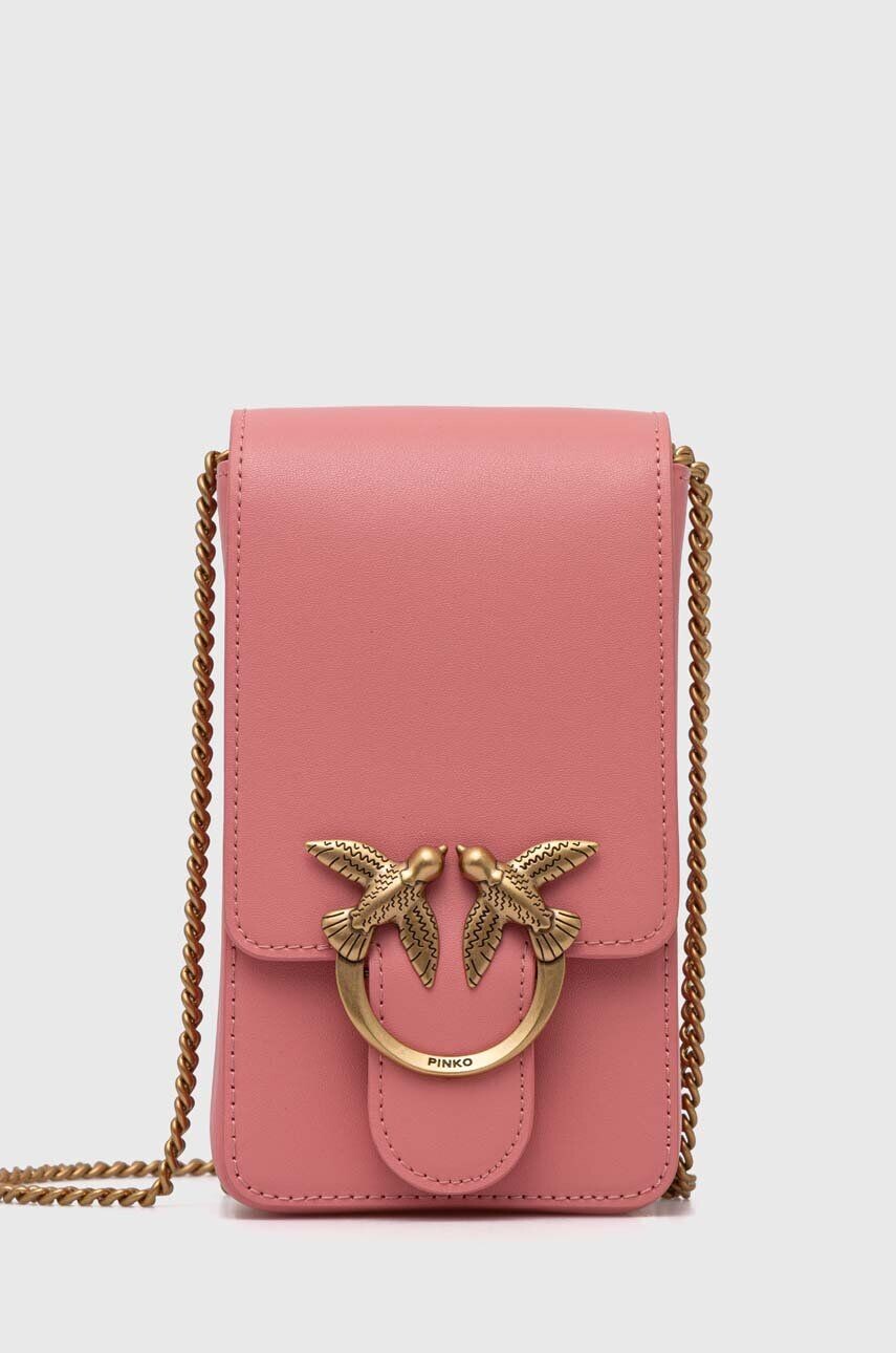 

Кожаная сумка Pinko, розовый