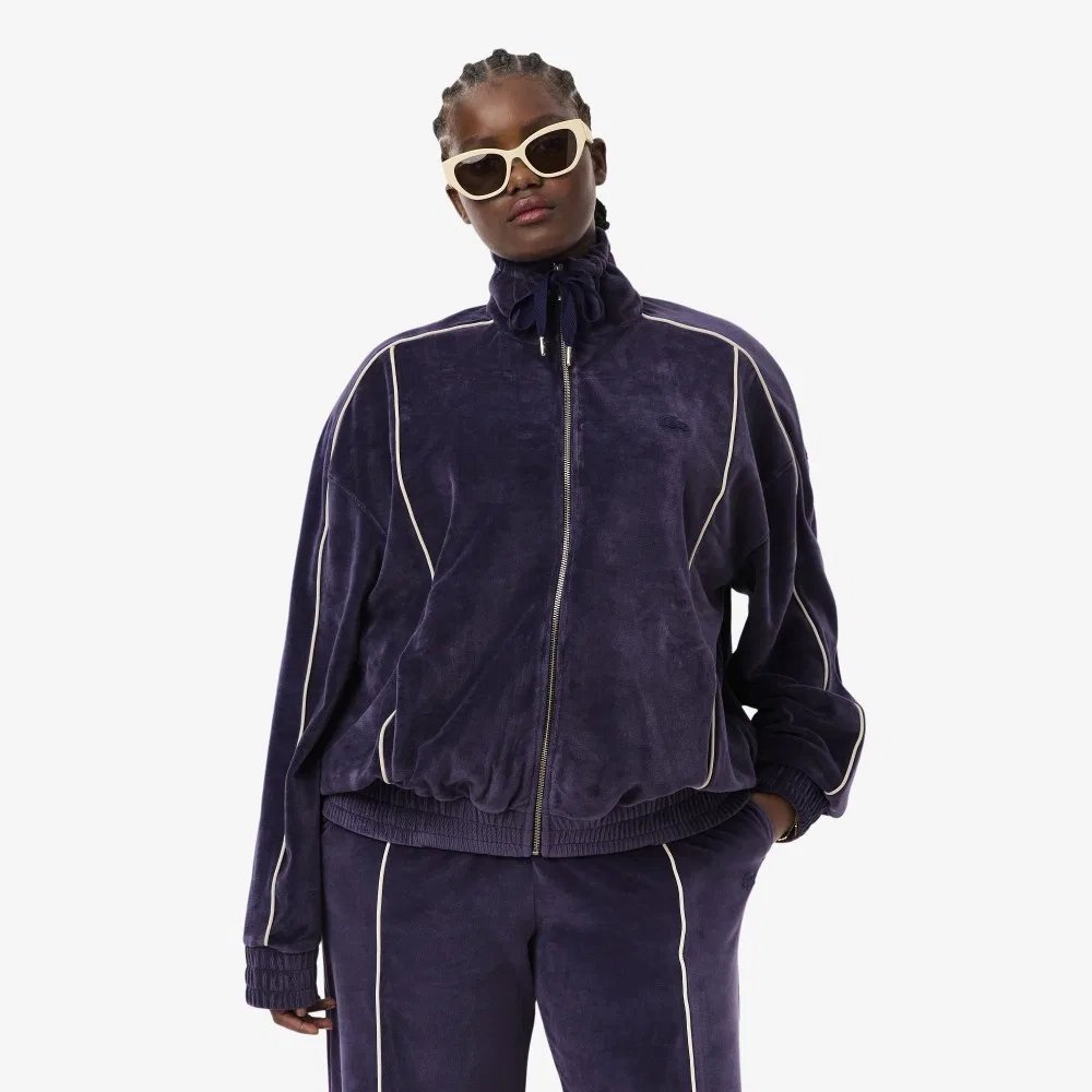 Топ спортивный Lacoste Вельветовый, на молнии, фиолетовый — фото 4