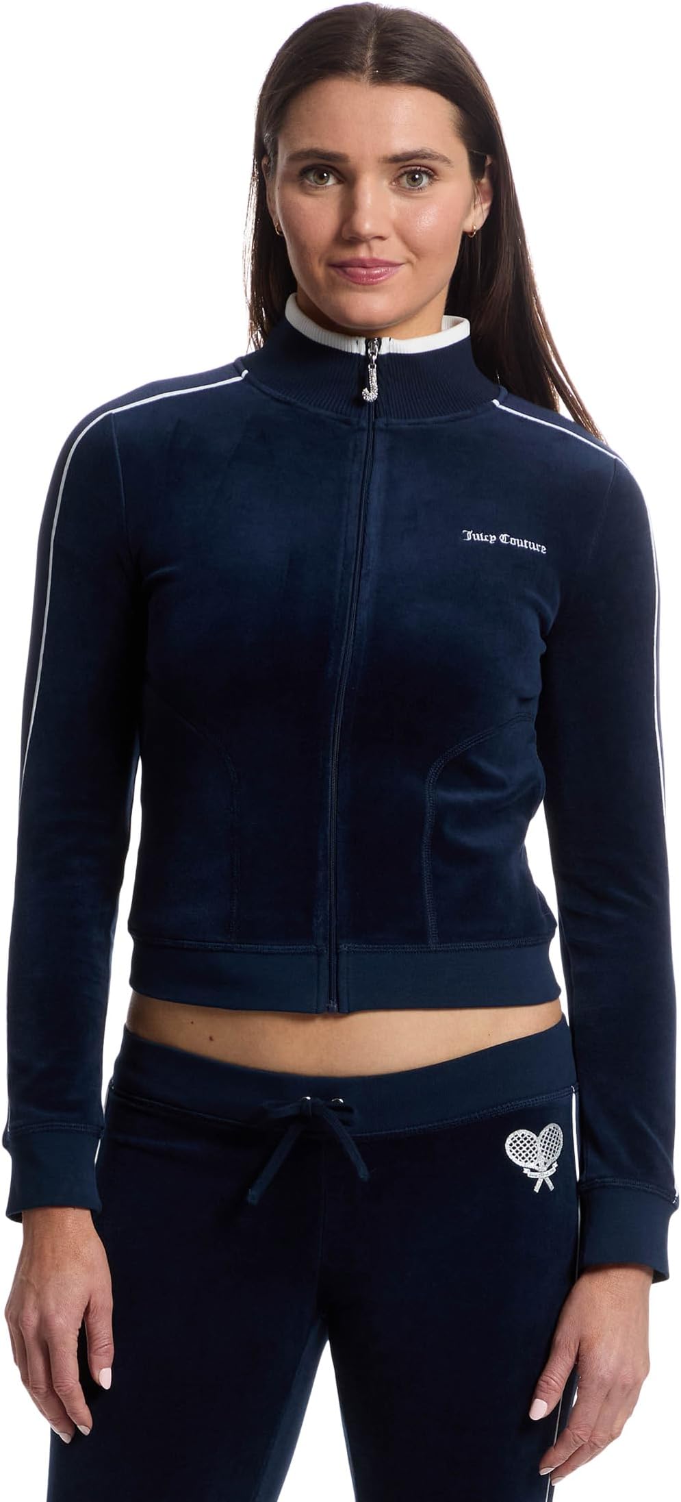 

Толстовка Juicy Couture Heritage Mock Neck Track Jacket with Back Graphic, цвет Regal Blue