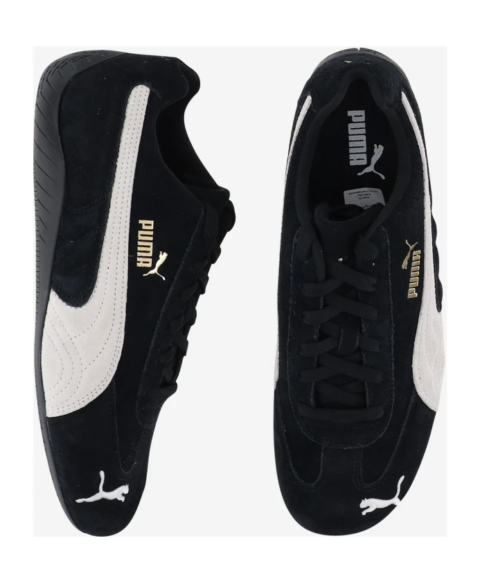 Кожаные кроссовки на шнуровке, унисекс, черные с белым Puma, черный — фото 4