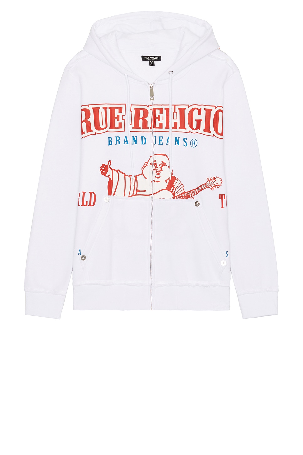 

Толстовка с капюшоном на молнии с преувеличенным значком True Religion, белый