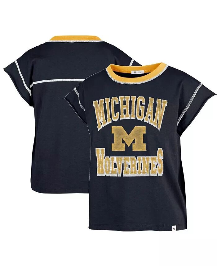 

Женская темно-синяя обрезанная футболка Michigan Wolverines Sound Up Maya '47 Brand