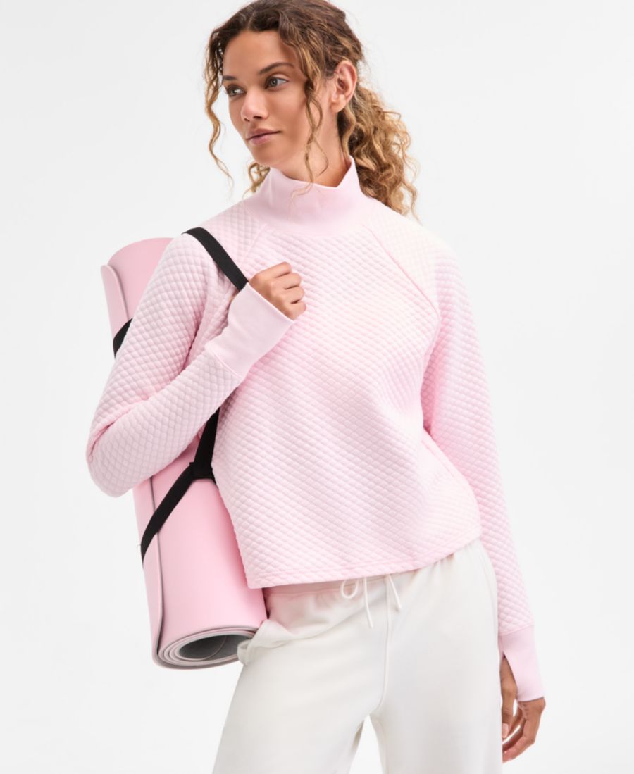 

Женский свободный стеганый свитер с высоким воротником ID Ideology, Pink