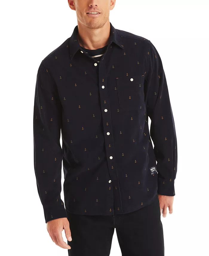 

Мужская рубашка из вельвета с принтом Nautica, синий