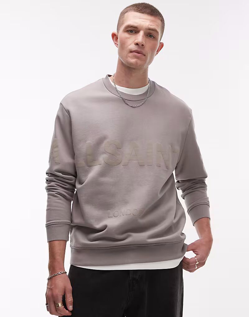 

Толстовка AllSaints Biggy с логотипом в тон светло-коричневого цвета