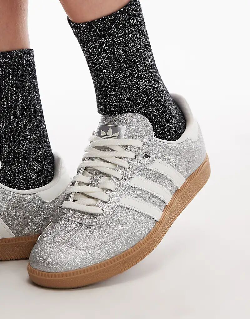 Кроссовки Adidas Originals Samba OG с серебристыми блестками. Эксклюзивно на ASOS. — фото 4