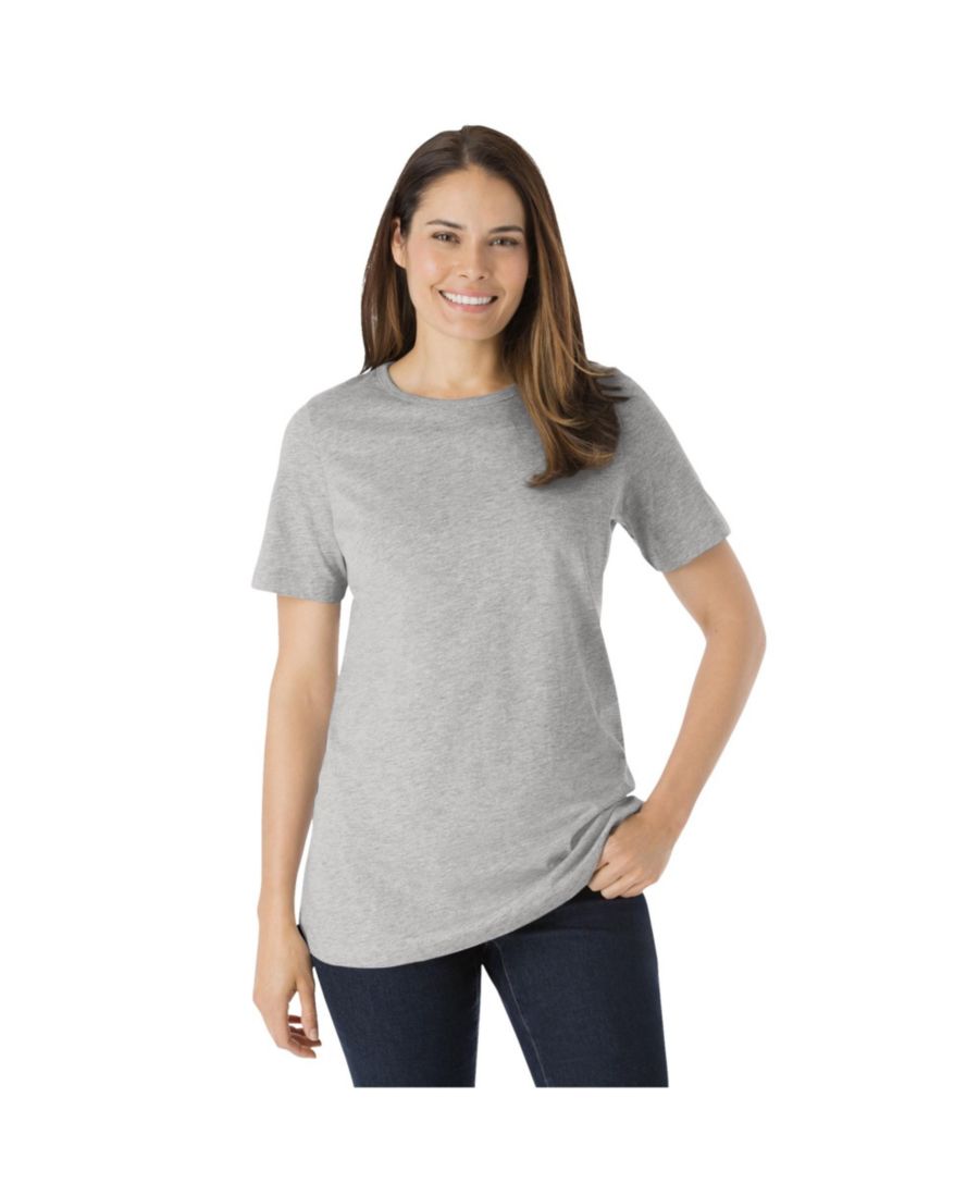 

Футболка с коротким рукавом и круглым вырезом идеального размера для полных женщин Woman Within, Heather grey, Серый, Футболка с коротким рукавом и круглым вырезом идеального размера для полных женщин Woman Within, Heather grey