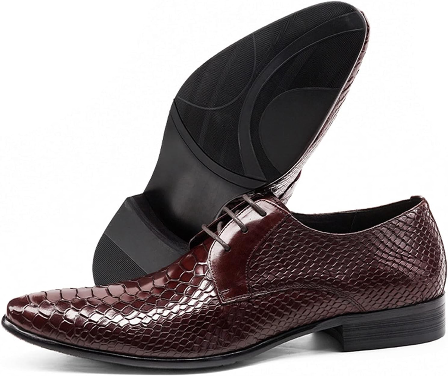 

Мужские классические свадебные туфли WKNBEU, формальные кожаные оксфорды на шнуровке, деловые туфли с крыльями, для выпускного или вечеринки, красные - US7/UK6/EU39