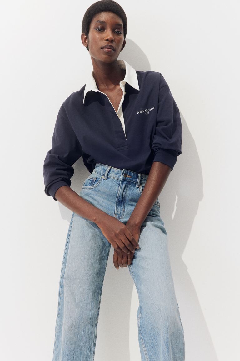 

Широкие высокие джинсы H&M, синий