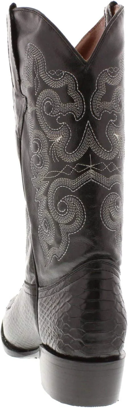 

Мужские черные ковбойские сапоги Texas Legacy с западным дизайном из кожи с принтом змеи питон, круглый носок, черный