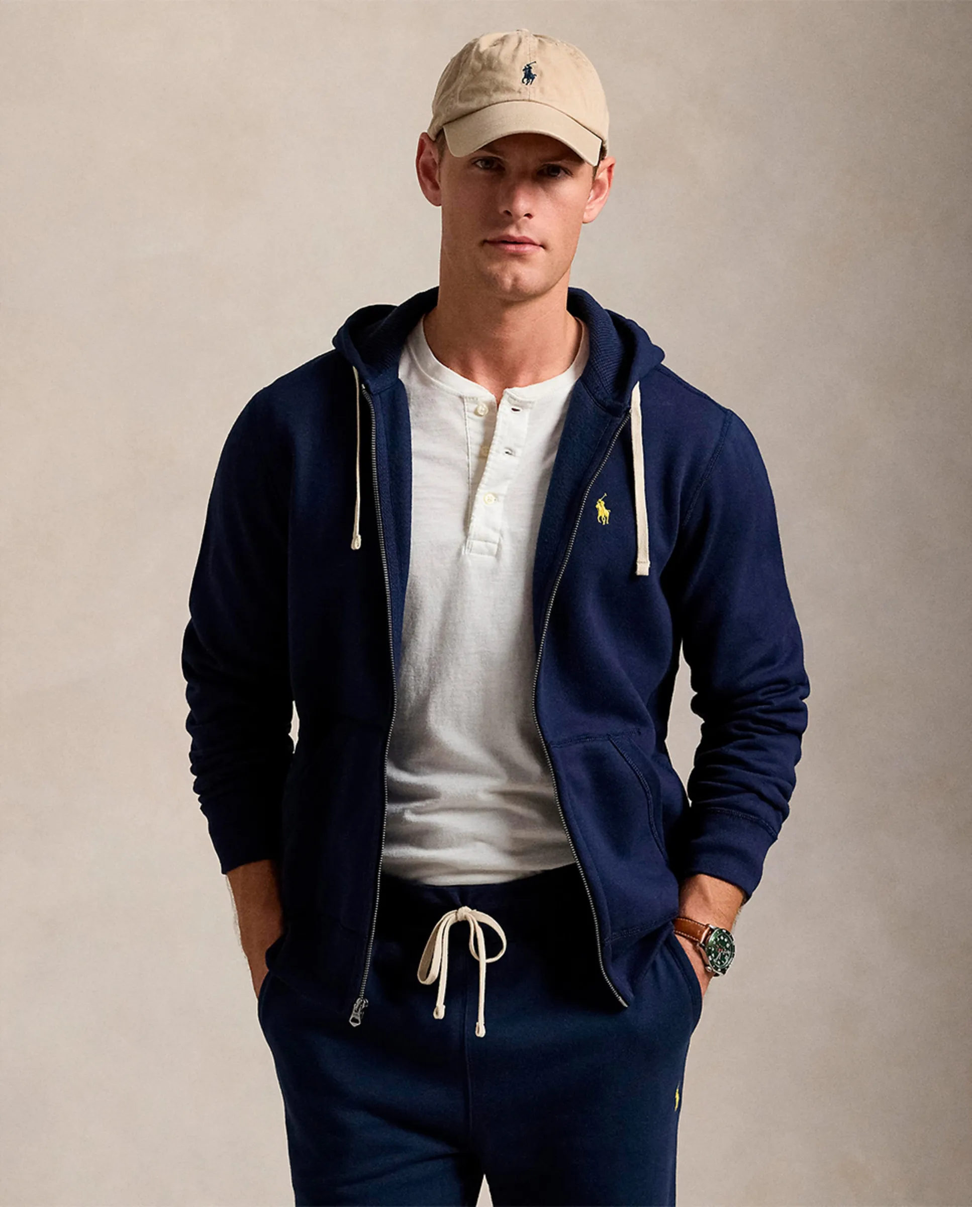 

Мужская толстовка с капюшоном из флиса Polo Ralph Lauren, темно-синий