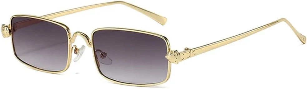 

Модные женские солнцезащитные очки небольшого размера в роскошной металлической оправе, винтажные солнцезащитные очки для женщин LVTFCO, Gold Gradient Gray