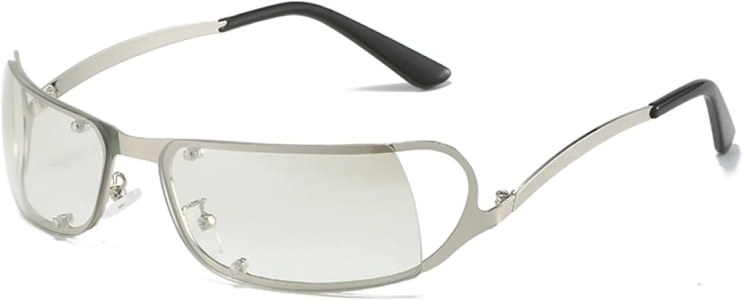 

Модные солнцезащитные очки без оправы для женщин и мужчин, футуристические солнцезащитные очки, стильные панк-очки, прямоугольные спортивные очки WNCKSQ, C4