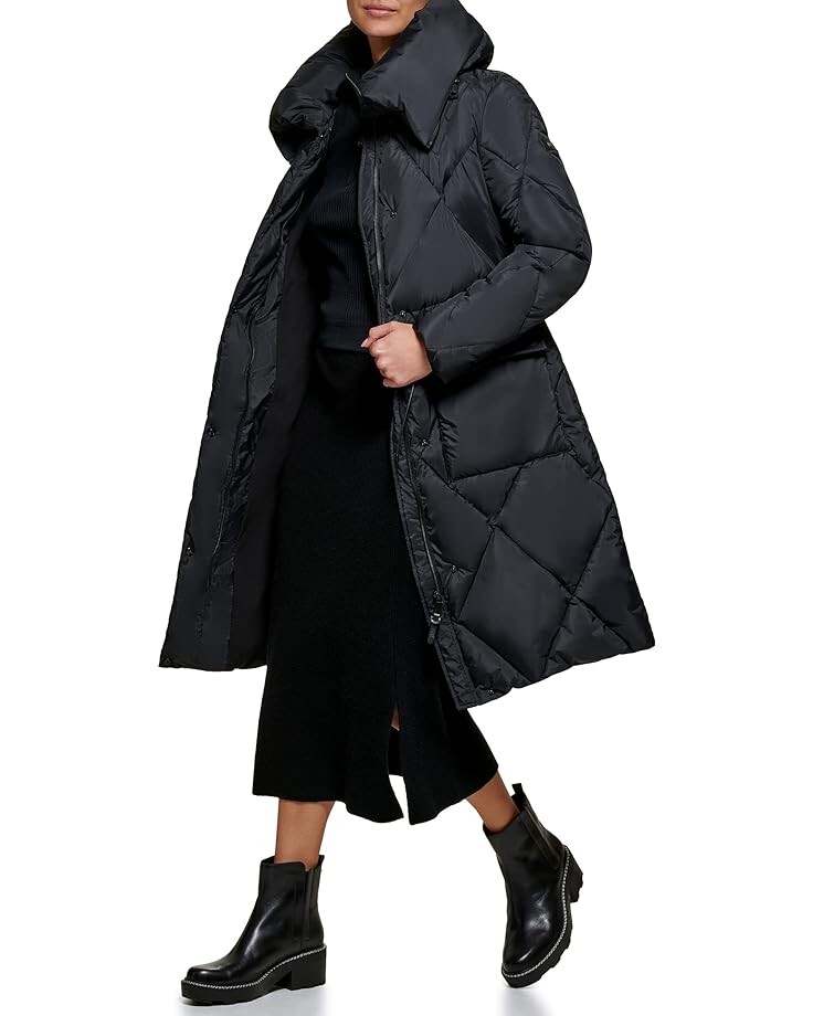 

Пуховик DKNY Pillow Collar Diamond Quilt Puffer, черный