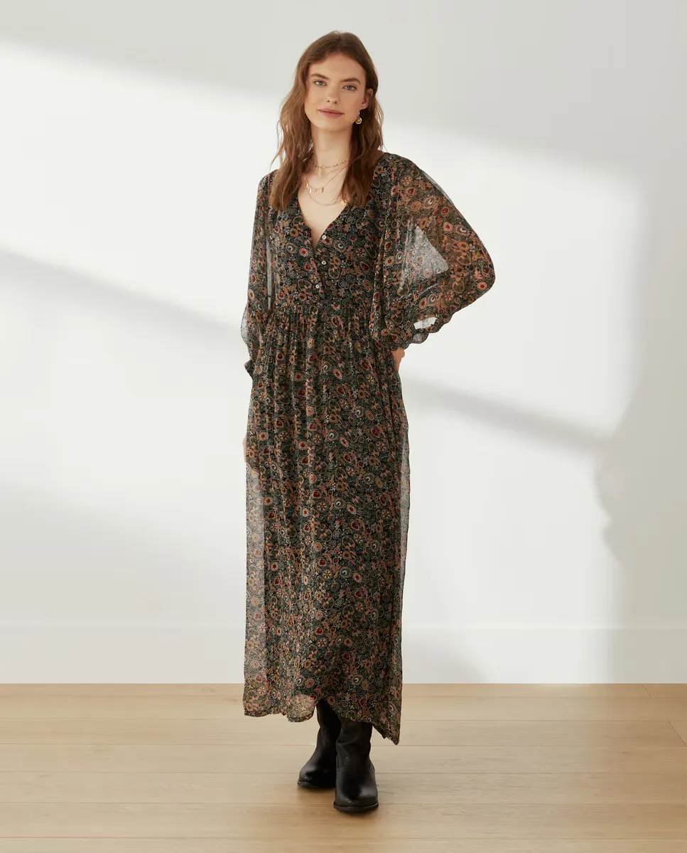 

Длинное платье из жоржета Southern Cotton, черный