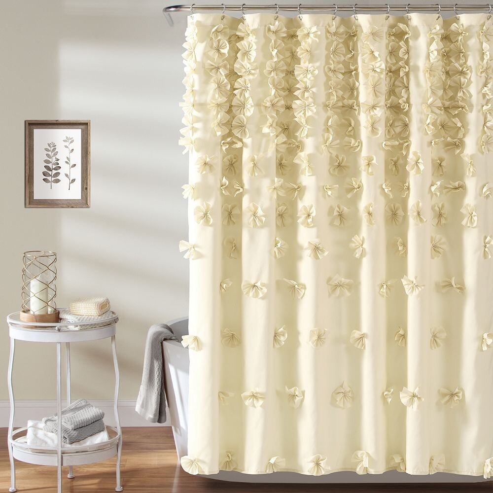 

Lush Decor Riley 3D Цветочная занавеска для душа, цвет Buttercream