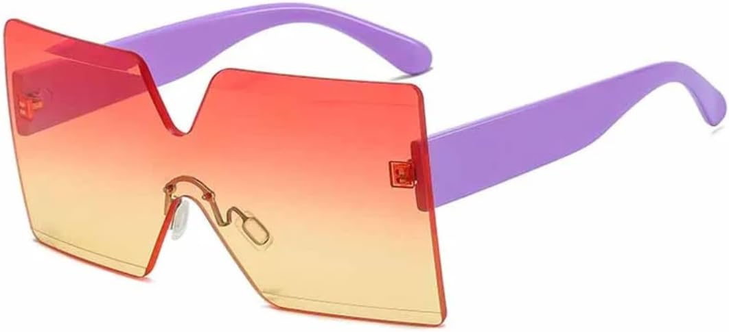 

Панк-очки большого размера для женщин и мужчин, роскошные хипстерские очки для путешествий, спорта на открытом воздухе, вождения, защита от УФ-излучения UV400 TKKTLLT, Purple Orange Yellow