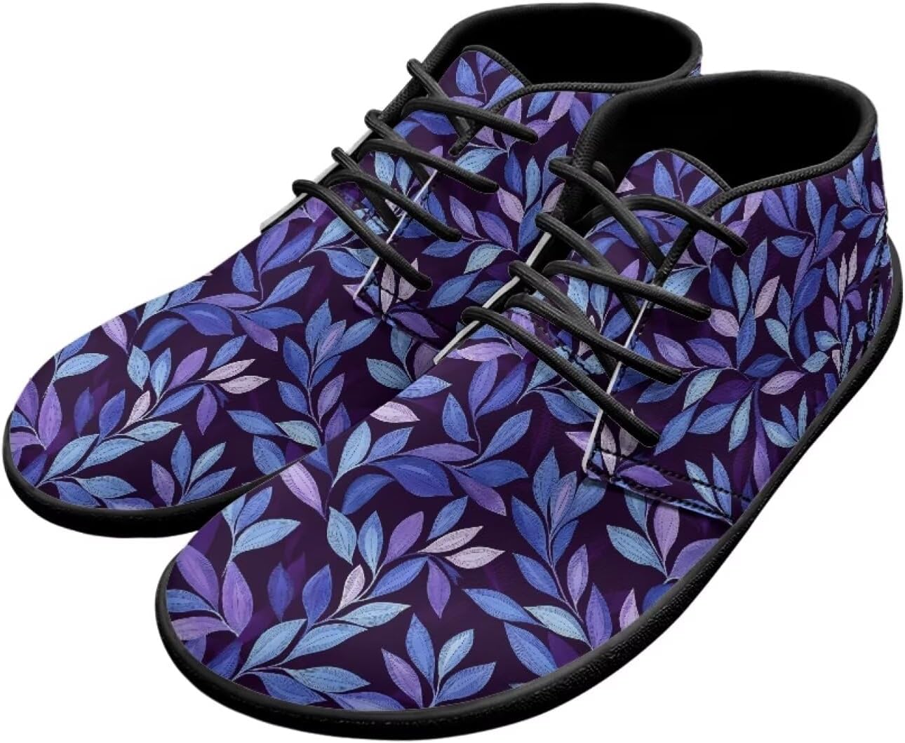 

Мужские кроссовки с широкой носочной частью, для ходьбы, с противоскользящей подошвой и нулевым перепадом, для бега Xixirimido, Leaves Pattern