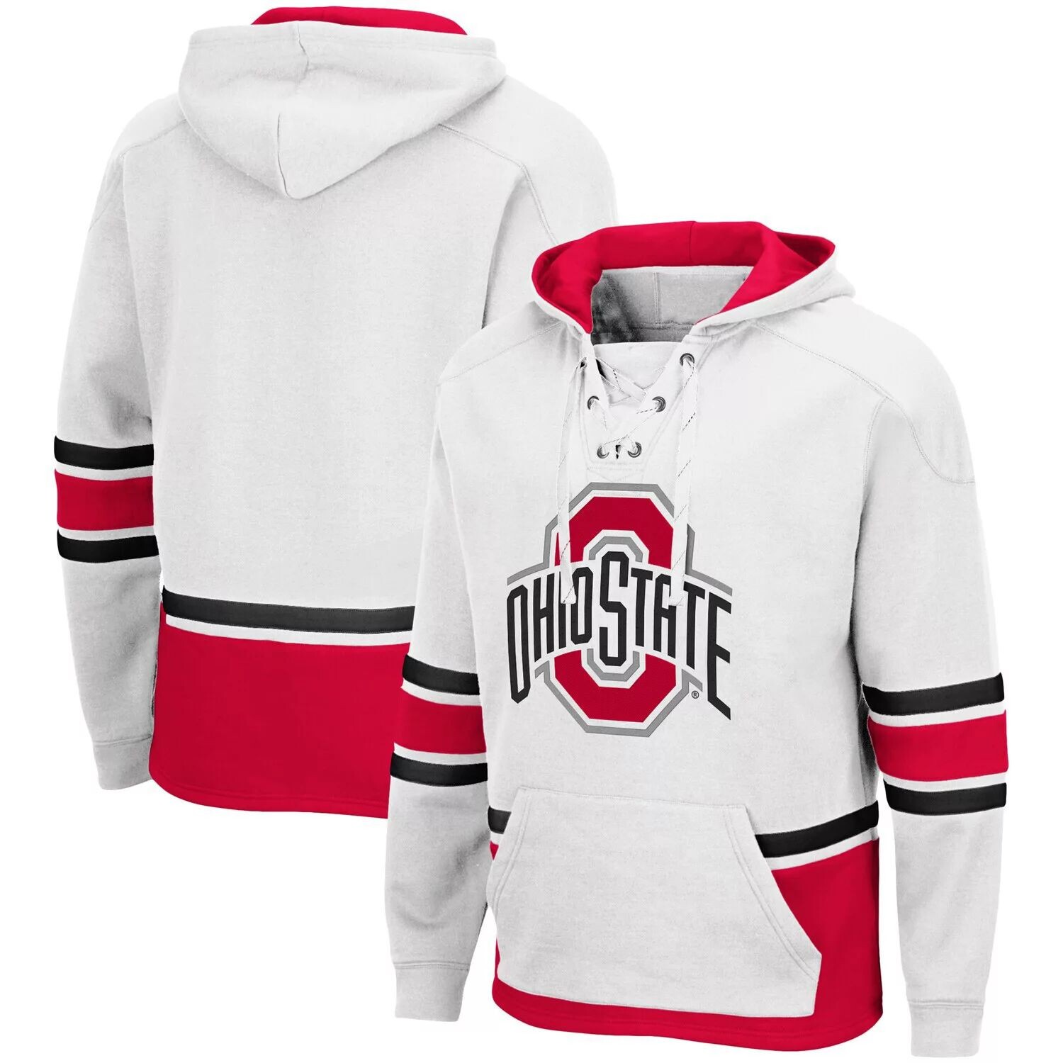

Мужской белый пуловер с капюшоном Ohio State Buckeyes на шнуровке 3.0 Colosseum