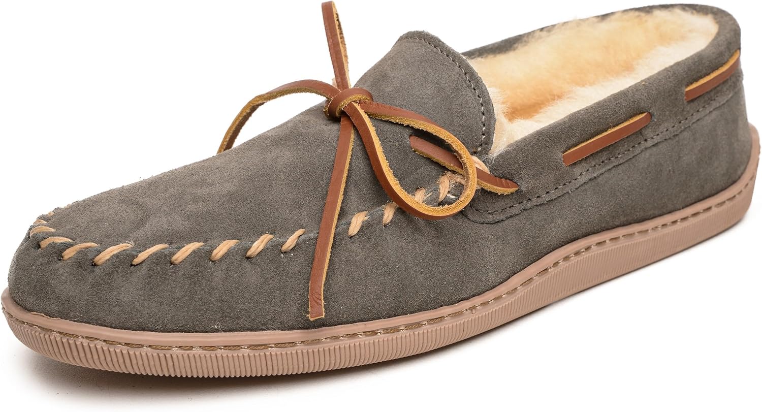 

Мужские мокасины Minnetonka с жесткой подошвой из овчины, серый