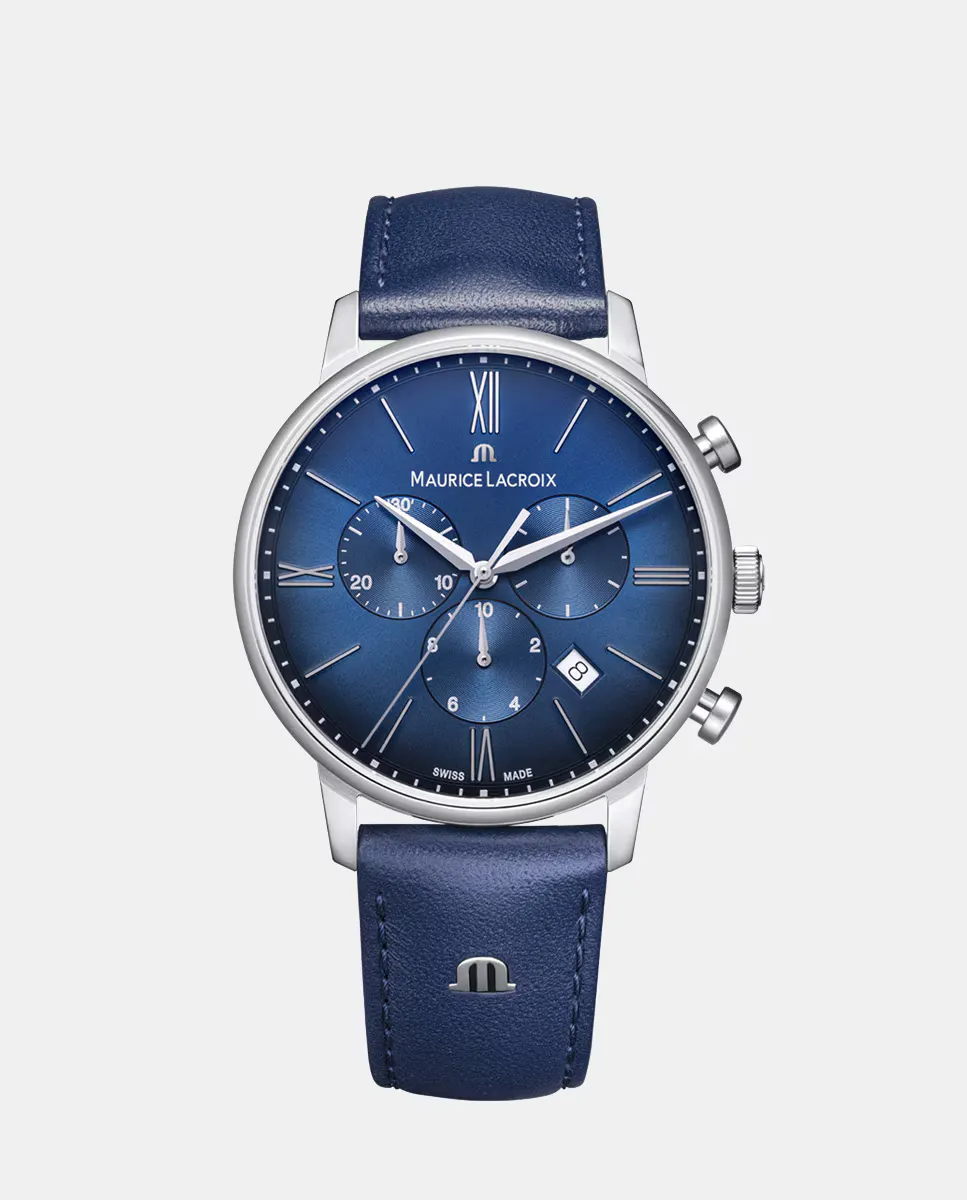 

Eliros EL1098-SS001-410-4 Синие кожаные мужские часы с хронографом Maurice Lacroix, синий