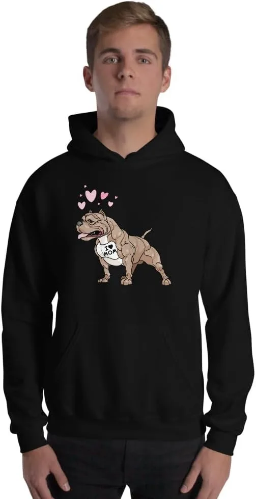 Толстовка Funny Gifts Dog Pitbull I Love Mom Tattoo Gift Unisex Generic, черный