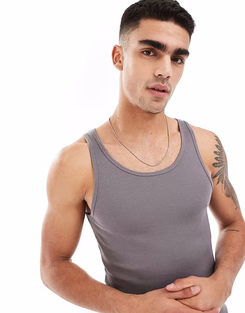 

Майка Rib Muscle из капсульной коллекции ASOS DESIGN цвета «уголь»