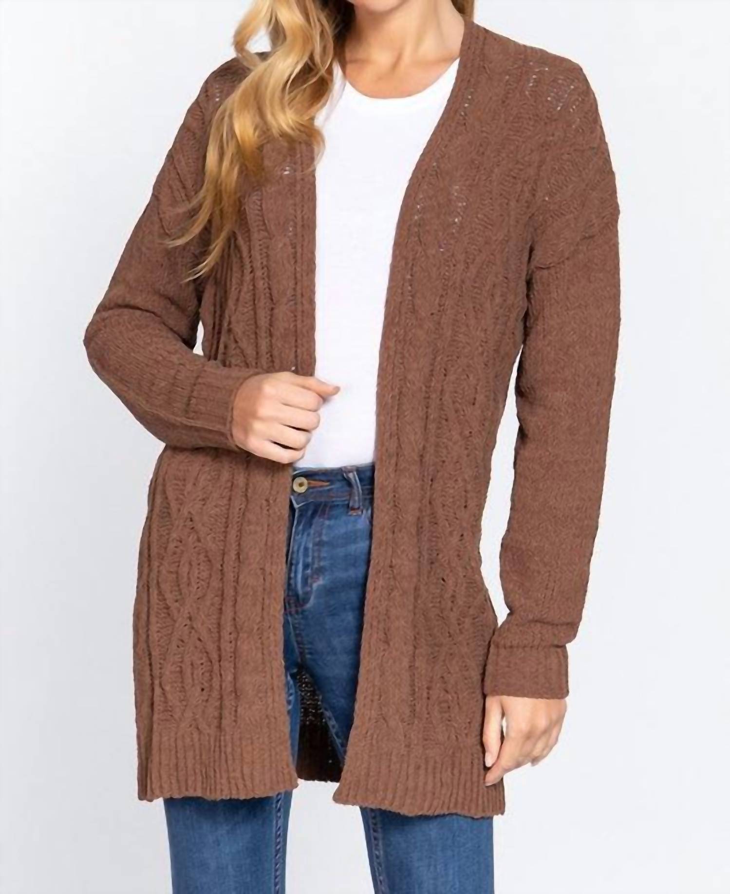 

Кардиган Sutton Chenille коричневого цвета Active Basic